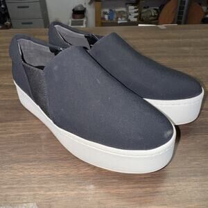 L Vince Womens Suede Slide On Strecth Platform Sneakers Black Size 6